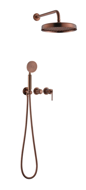 Смеситель встроенный + верхний+ ручной душ, ETERNA COPPER BRUSHED  174-CB